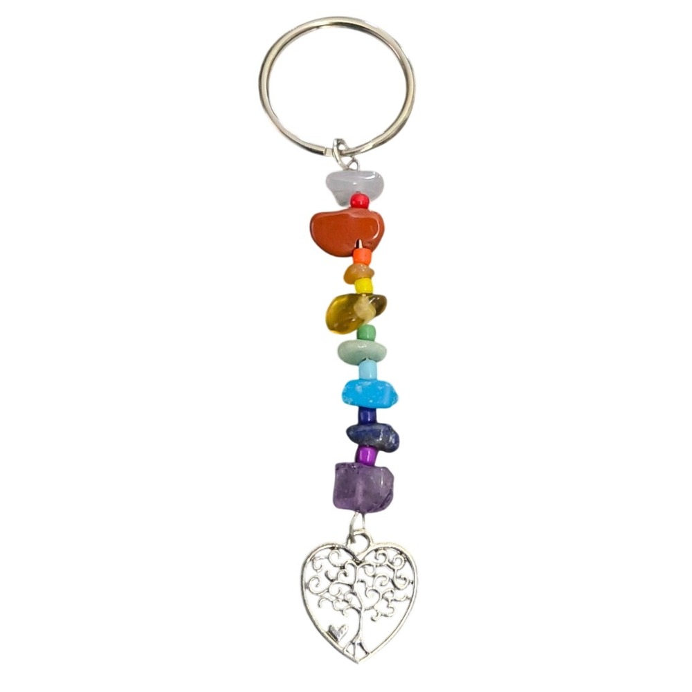 Beaded Handmade Heart Tree of Life Keychain or Bag Charm